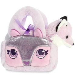 Plüsch Tasche mit Stofftier Fuchs rosa-weiß, Fancy Pals, 20cm, Aurora World