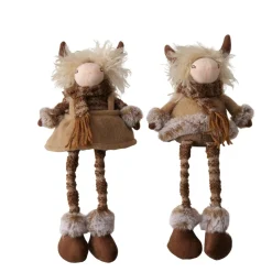 Plüsch Hochlandrind Buffy, Kantenhocker, kleines braunes Büffelmädchen mit Schlackerbeine, Boltze Home Collection