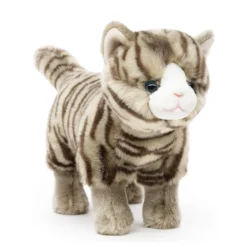Plüschtier Katze, Kätzchen getigert, grau-beige, 27cm, Uni Toys