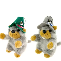 Plüschtier Murmeltier Jodler, Murmeltier mit Jodelsound, grauer oder grüner Hut, 14cm