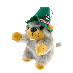 Plüschtier Murmeltier Jodler, Murmeltier mit Jodelsound, grauer oder grüner Hut, 14cm