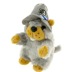Plüschtier Murmeltier Jodler, Murmeltier mit Jodelsound, grauer oder grüner Hut, 18cm