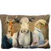 Samt Kissen Tiere, Kissen mit Kuh, Schwan, Antilope,  30x60cm, Mars & More