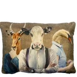 Samt Kissen Tiere, Kissen mit Kuh, Schwan, Antilope,  30x60cm, Mars & More