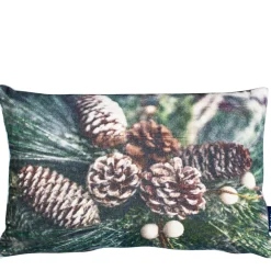 Samt Kissen Winter Zapfen, Kissen aus Samt mit Tannenzapfen, 30x50cm, Mars & More
