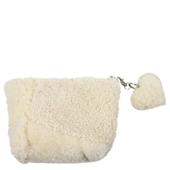 Schaffell Kosmetiktasche mit Herzanhänger, cremeweiß, 15x12cm, Mars & More