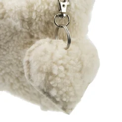 Schaffell Kosmetiktasche mit Herzanhänger, cremeweiß, 15x12cm, Mars & More