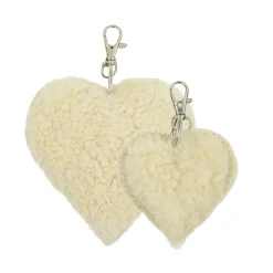 Schaffell Schlüsselanhänger Herz, Plüschherz creme, 6x6cm, Mars & More