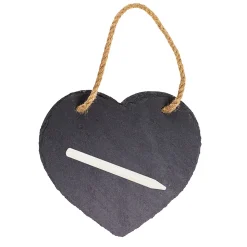 Schiefertafel Herz mit Kreide, Memotafel in Herzform, 15x15cm, zum Hängen, Out of The blue