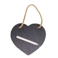 Schiefertafel Herz mit Kreide, Memotafel in Herzform, 15x15cm, zum Hängen, Out of The blue