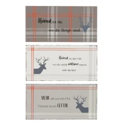 Schild Hirsch Karo, Metallschild Heimat ist der Ort..., 40x20cm, Boltze Home Collections