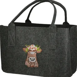 Shopper Kuh Adelheid, Filztasche mit Henkel und Kuhmotiv bestickt, 26x40cm, Gilde