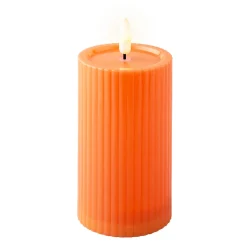 Solar Kerze orange, Kerze mit Rillen,12cm, Lumineo