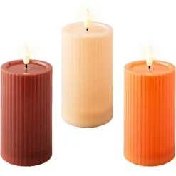 Solar Kerze orange, Kerze mit Rillen,12cm, Lumineo