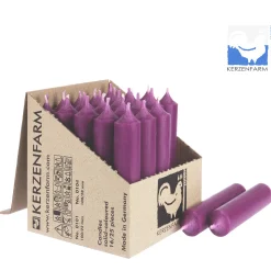 Stabkerze aubergine rustikal, Wachskerze, 100x22mm, Kerzenfarm Hahn