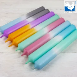 Stabkerze Dip-Dye, salbei-pinie, Wachskerze, 180x22mm, Kerzenfarm Hahn