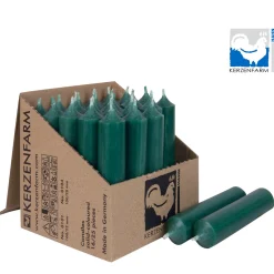 Stabkerze dunkelgrünblau rustikal, Wachskerze, 100x22mm, Kerzenfarm Hahn