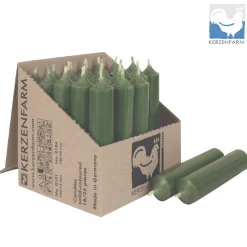 Stabkerze kieferngrün rustikal, Wachskerze, 100x22mm, Kerzenfarm Hahn