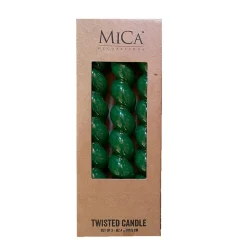 Stabkerze Twist gedreht, Spitzkerzen grün glänzend, 3 St/Pack, 18cm, Mica Decorations