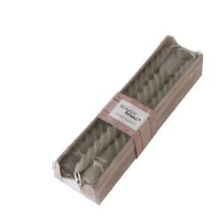 Stabkerze Twisto, gedreht, grau, 6tlg