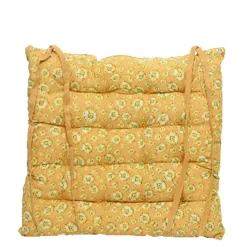 Stuhlkissen Karo grün, mit Bändern, 40x40cm, Baumwolle