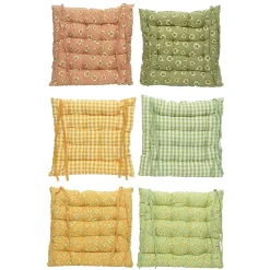 Stuhlkissen mit Blumen und Bändern, braunrot, 40x40cm, Baumwolle