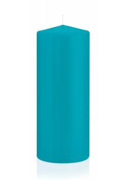 Stumpenkerze Flachk. AZURBLAU 200/78