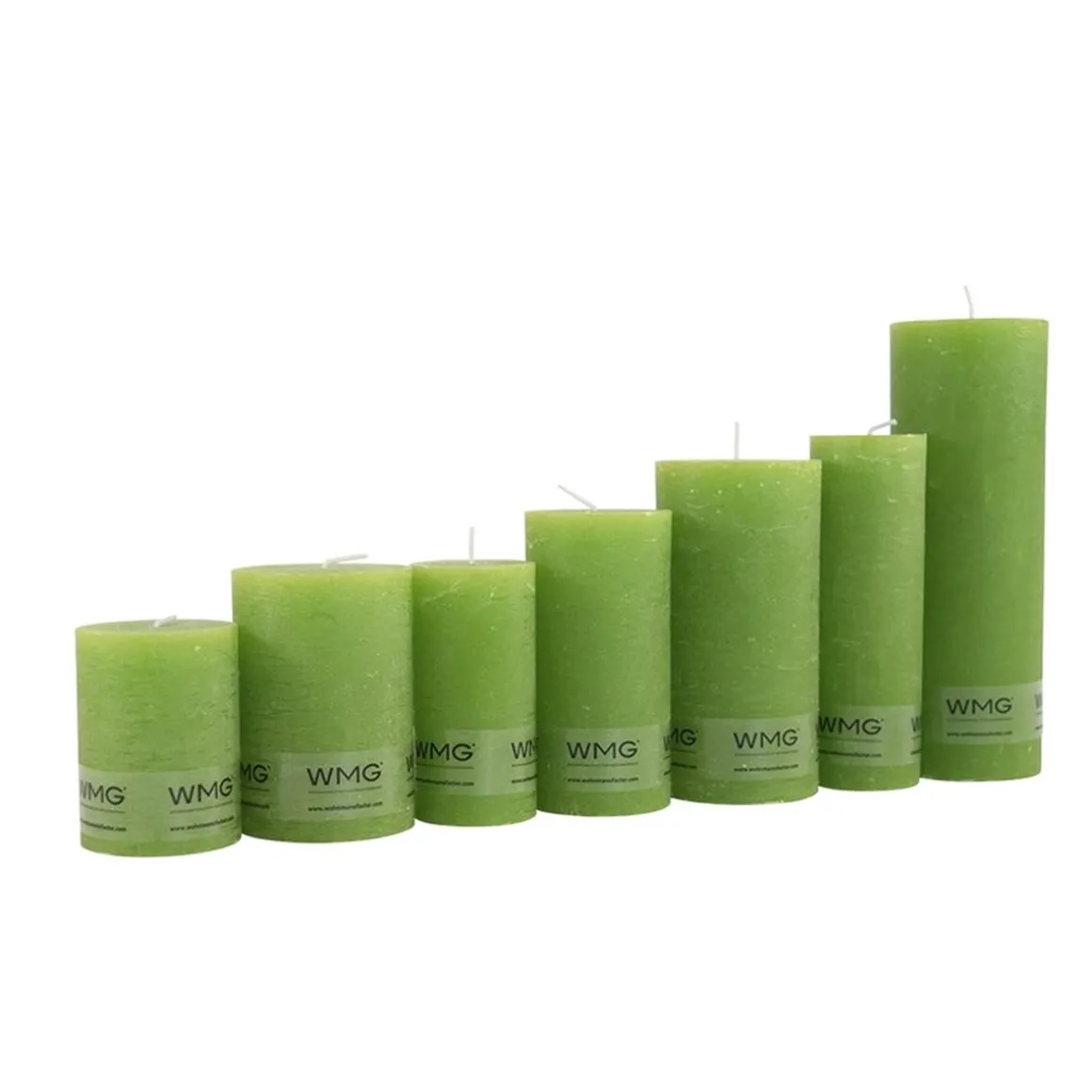 Stumpenkerze Rustic grün, Wachskerze, 60x60mm, WMG Grünberger