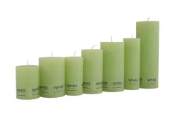 Stumpenkerze Rustic hellgrün, Wachskerze, 80x60mm, WMG Grünberger