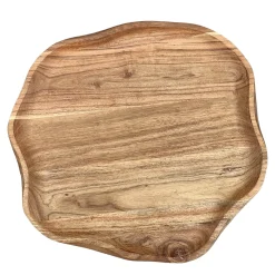 Tablett aus Naturholz, unregelmäßige Form, dekorative Holzschale, 33x33x2,5cm