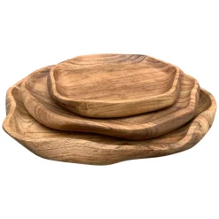 Tablett aus Naturholz, unregelmäßige Form, dekorative Holzschale, 33x33x2,5cm