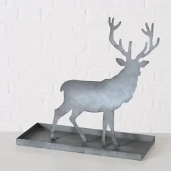 Tablett Hirsch Luga, Metalltablett mit Hirsch abnehmbar, grau, 34x35cm