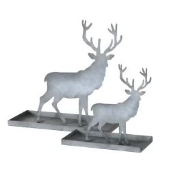 Tablett Hirsch Luga, Metalltablett mit Hirsch abnehmbar, grau, 34x35cm