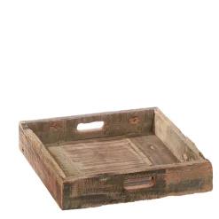 Tablett aus Altholz, rustikales Holztablett mit Griffe , 50x50cm, WMG Grünberger