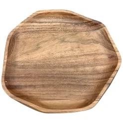 Tablett aus Naturholz, unregelmäßige Form, dekorative Holzschale, 23x22x2,5cm
