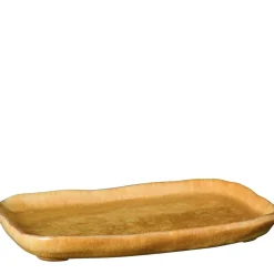 Tablett mustard, rustikale Steingutschale länglich, 20cm, Ib Laursen
