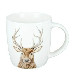 Tasse Hirsch, Henkelbecher mit Hirschkopf, Porzellantasse, 380ml, Gilde Handwerk