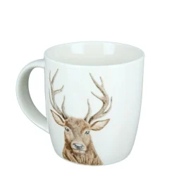 Tasse Hirsch, Henkelbecher mit Hirschkopf, Porzellantasse, 380ml, Gilde Handwerk