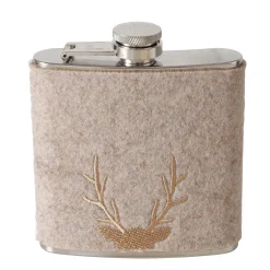 Trinkflasche Hirsch Vilbert, Flaschmann aus Filz mit Hirschkopf unten, 11x9cm, Boltze Home Collections