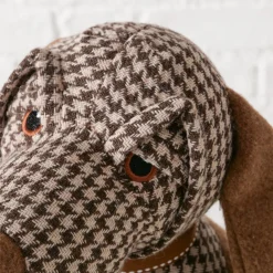 Türstopper Hund Cooper, Stoffhund im braunen Pepita-Look, Boltze Home Collection