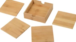 Untersetzer Bambus,  Holzuntersetzer quadratisch, 4 St in der Box, 10x10cm
