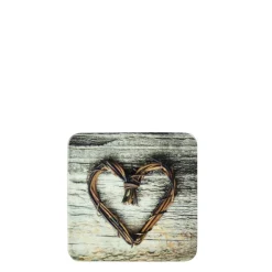 Untersetzer Herz, Herz aus Zweige, 10x10cm, Set/6, MDF/Kork, Mars & More