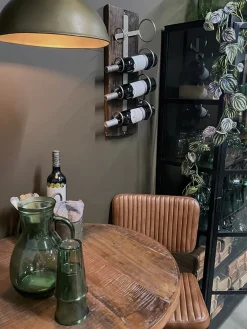 Wand Weinregal für 4 Flaschen, Holz-Metall, 59x20cm, Wandregal, Trademark Living