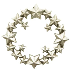 Wandobjekt Kranz aus Sterne 3D, Sternenkranz silber, Ø32cm, Polyresin