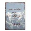 Wandschild Berge, Metallschild: Wahres Leben beginnt in den Bergen, 40x30cm, Boltze Home Collections