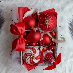 Weihnachtsbaumkugeln aus Glas, weihnachtsrot glanz/matt, Ø4cm, 18St/Box, Decoris