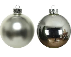 Weihnachtsbaumkugeln aus Glas, silber glanz/matt, Ø8cm, 16St/Box, Decoris