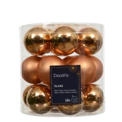 Weihnachtsbaumkugeln aus Glas, brandy glanz/matt, Ø4cm, 18St/Box, Decoris