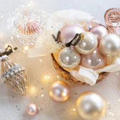 Weihnachtsbaumkugeln aus Glas, perle emaille/matt, Ø6cm, 10St/Box, Decoris