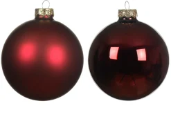 Weihnachtsbaumkugeln aus Glas, ochsenblut glanz/matt, Ø10cm, 4St/Box, Decoris